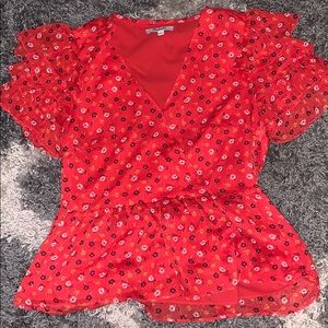 Red peplum madewell top